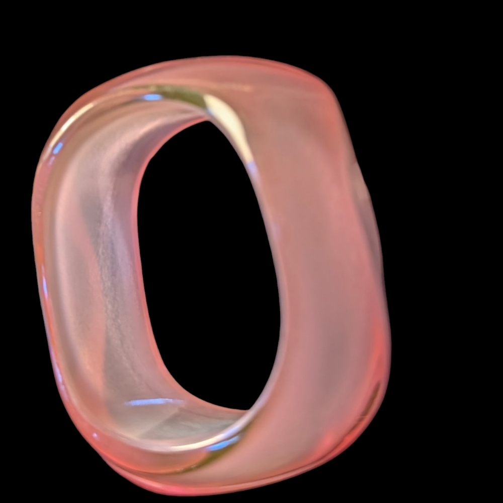 Chunky Wave Bangle Geometric Bangle  1990's Pink Bangle Pearlescent Translucent